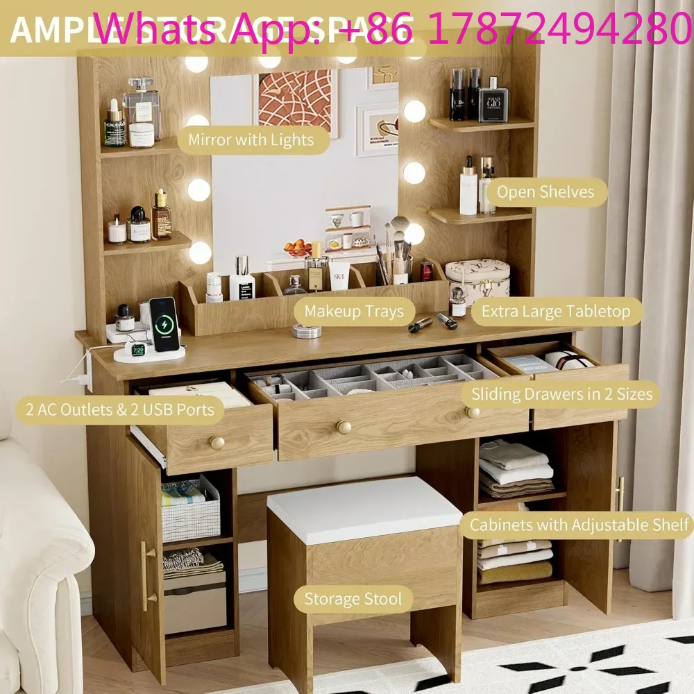 Dressing Table Vanity With Lighted Mirror - Vanity Desk with Mirror and Lights,