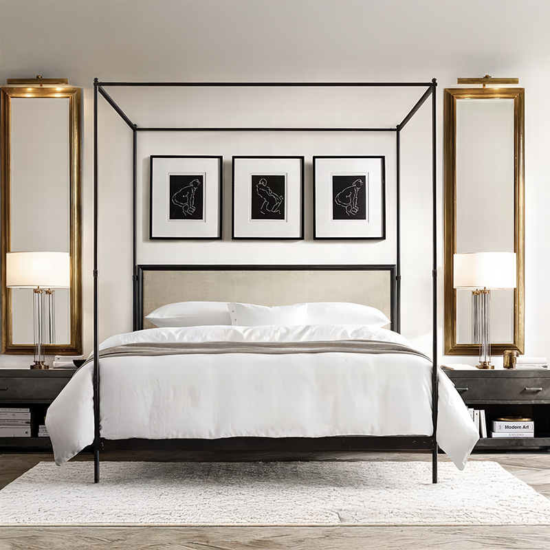 xx-French Style Modern Queen S - Canopy Bed Frame Metal Queen 评论和价格