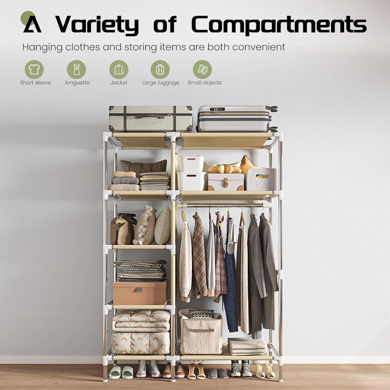 Portable Wardrobe, Freestandin - Wardrobe Closet Portable Fabric Cover 评论和价格