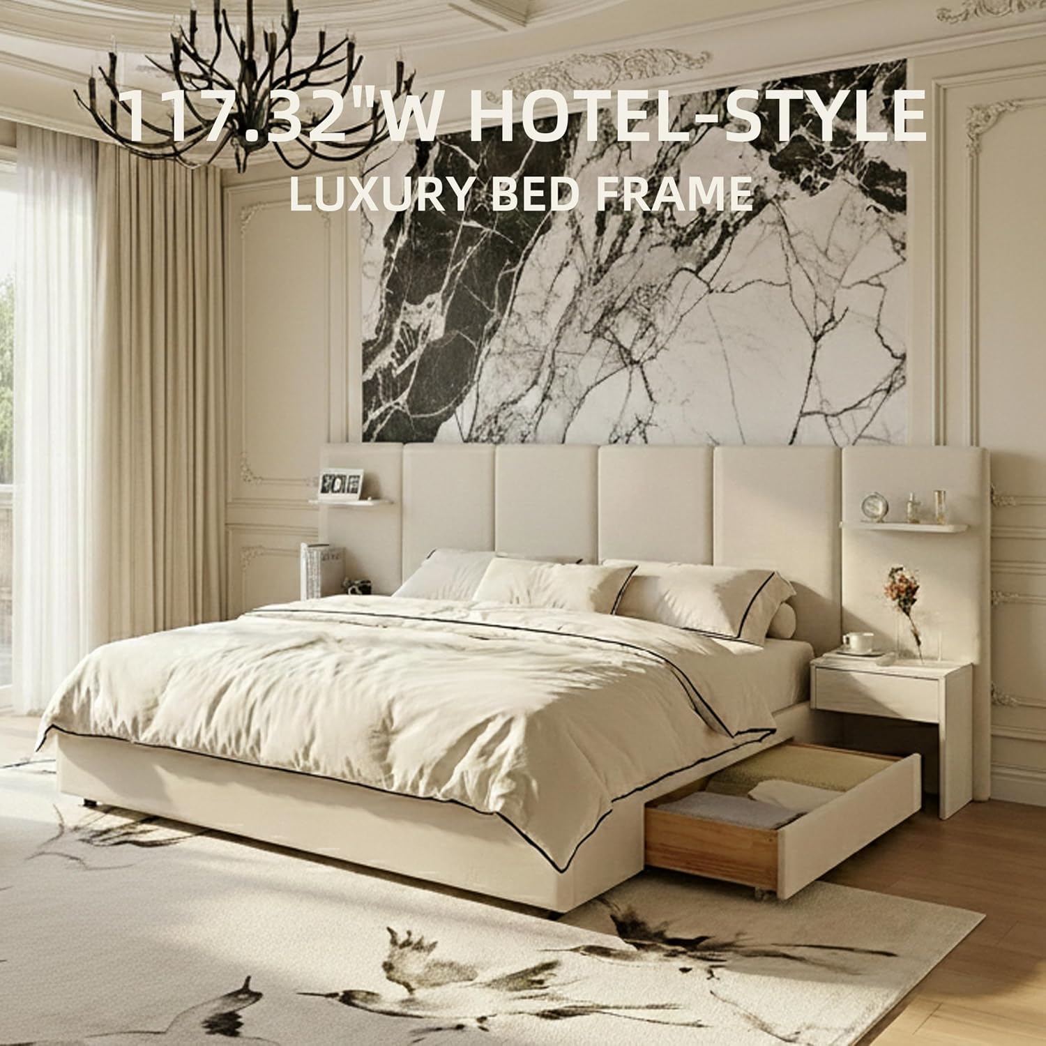 King Size Bed Frame with Stora - King Size Bed Frame With Storage Drawers 评论和价格