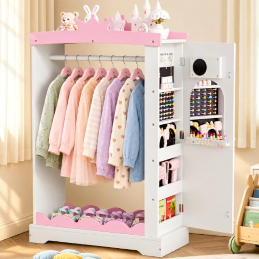 Dress Up Wardrobe with Light-U - Full Length Mirror Jewelry Armoire 评论和价格