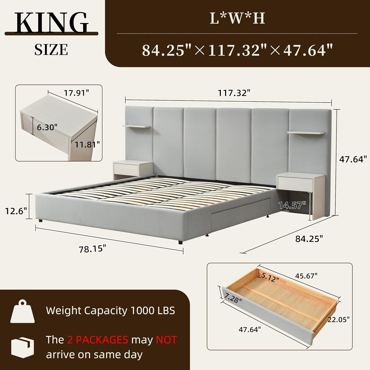 King Size Bed Frame with Stora - King Size Bed Frame With Storage Drawers 评论和价格