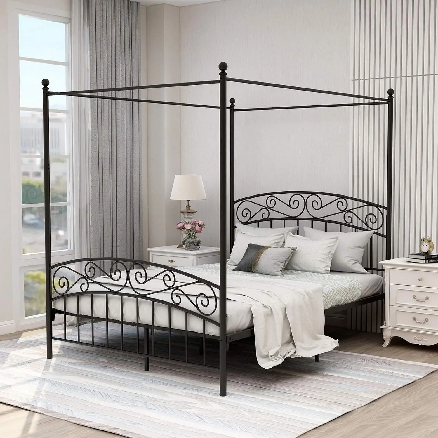 Queen Size Canopy Bed Frame Fo - Canopy Bed Frame Metal Queen 评论和价格