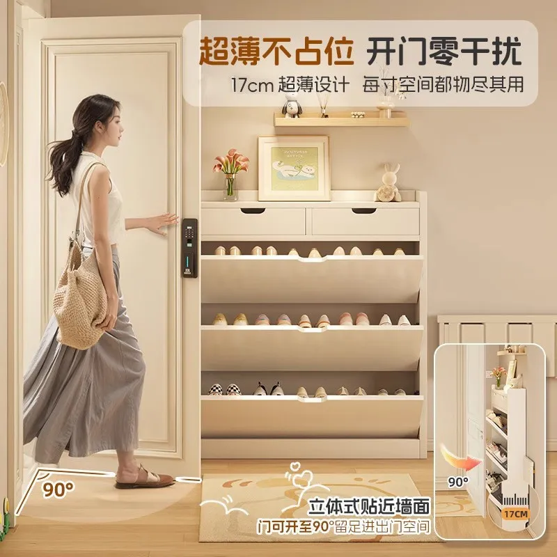 Solid Wood Core Shoe Cabinet 1 - Shoe Rack Cabinet Narrow Entryway 评论和价格