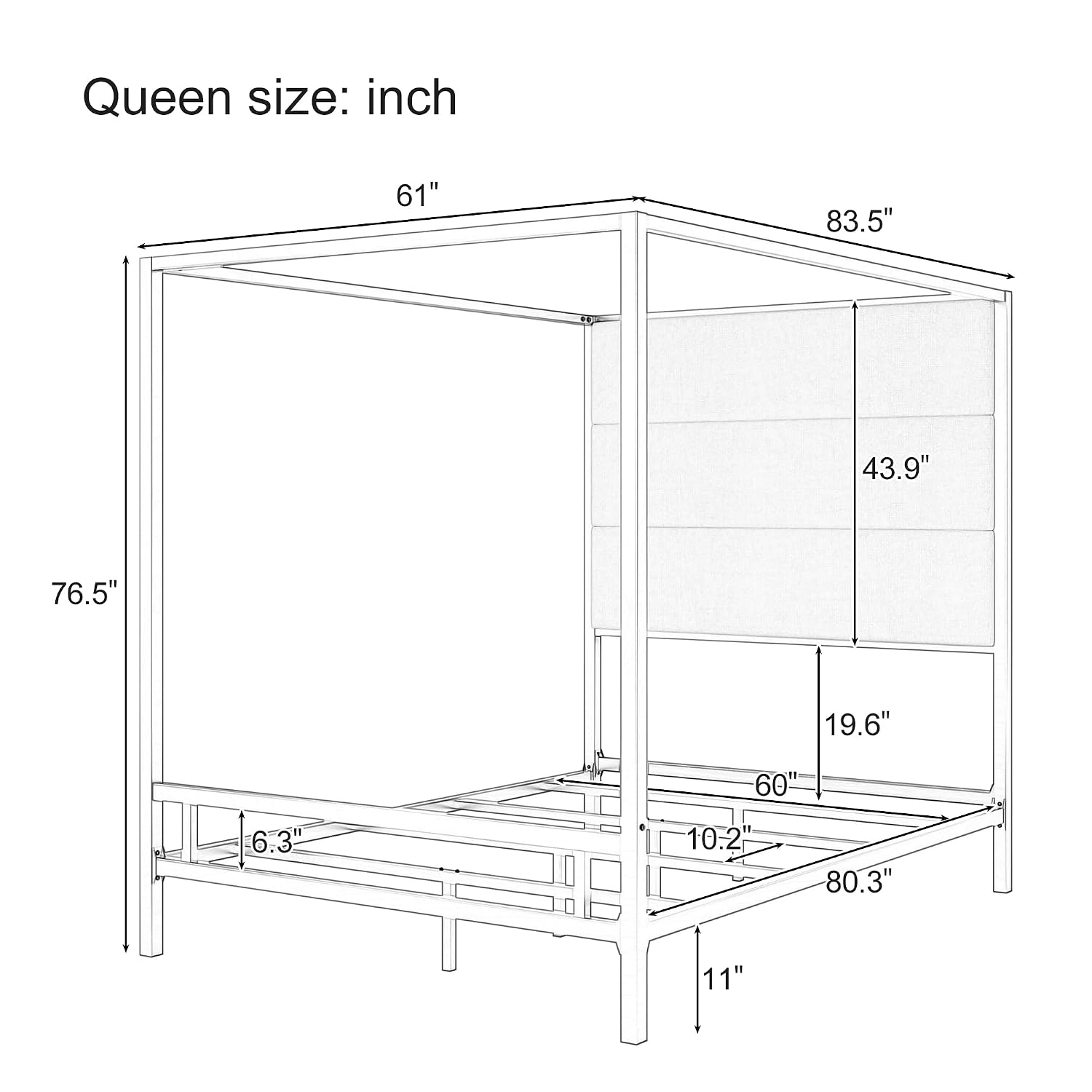 Queen Canopy Bed Tall Velvet U - Canopy Bed Frame Metal Queen 评论和价格