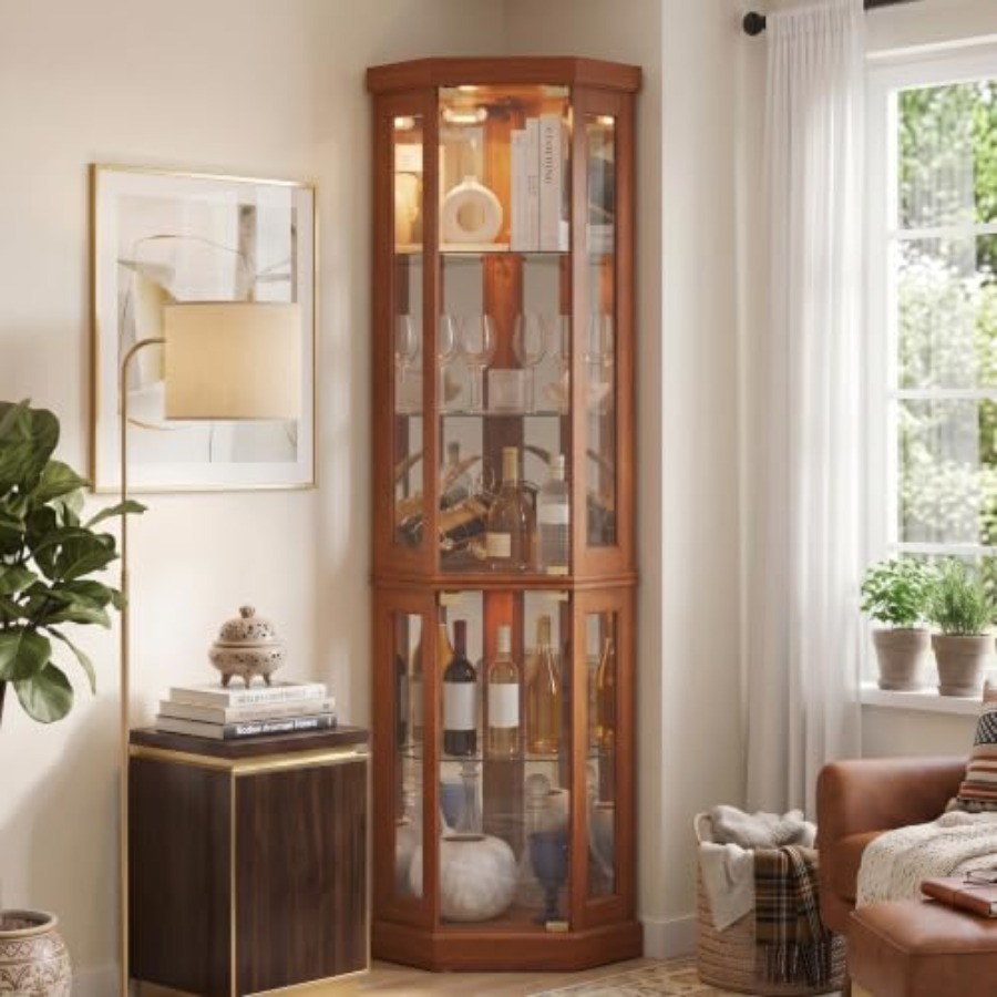 Corner curio cabinet for livin - Storage 评论和价格