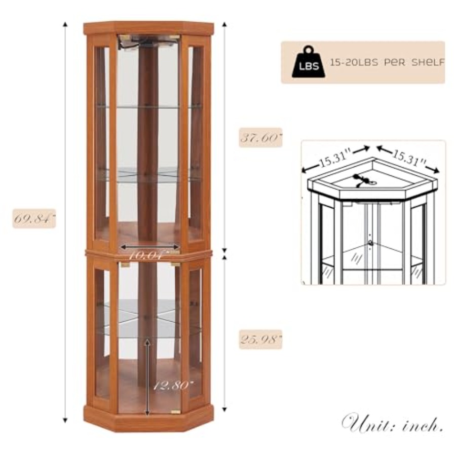 Corner curio cabinet for livin - Storage 评论和价格