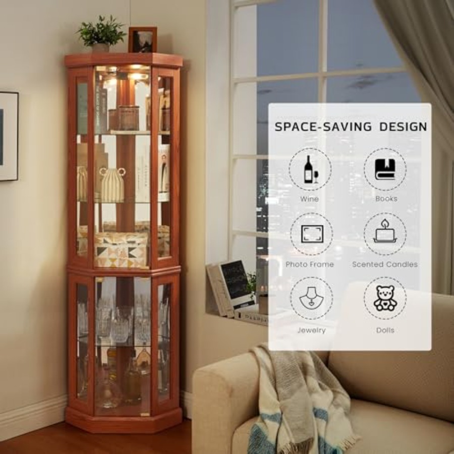 Corner curio cabinet for livin - Storage 评论和价格