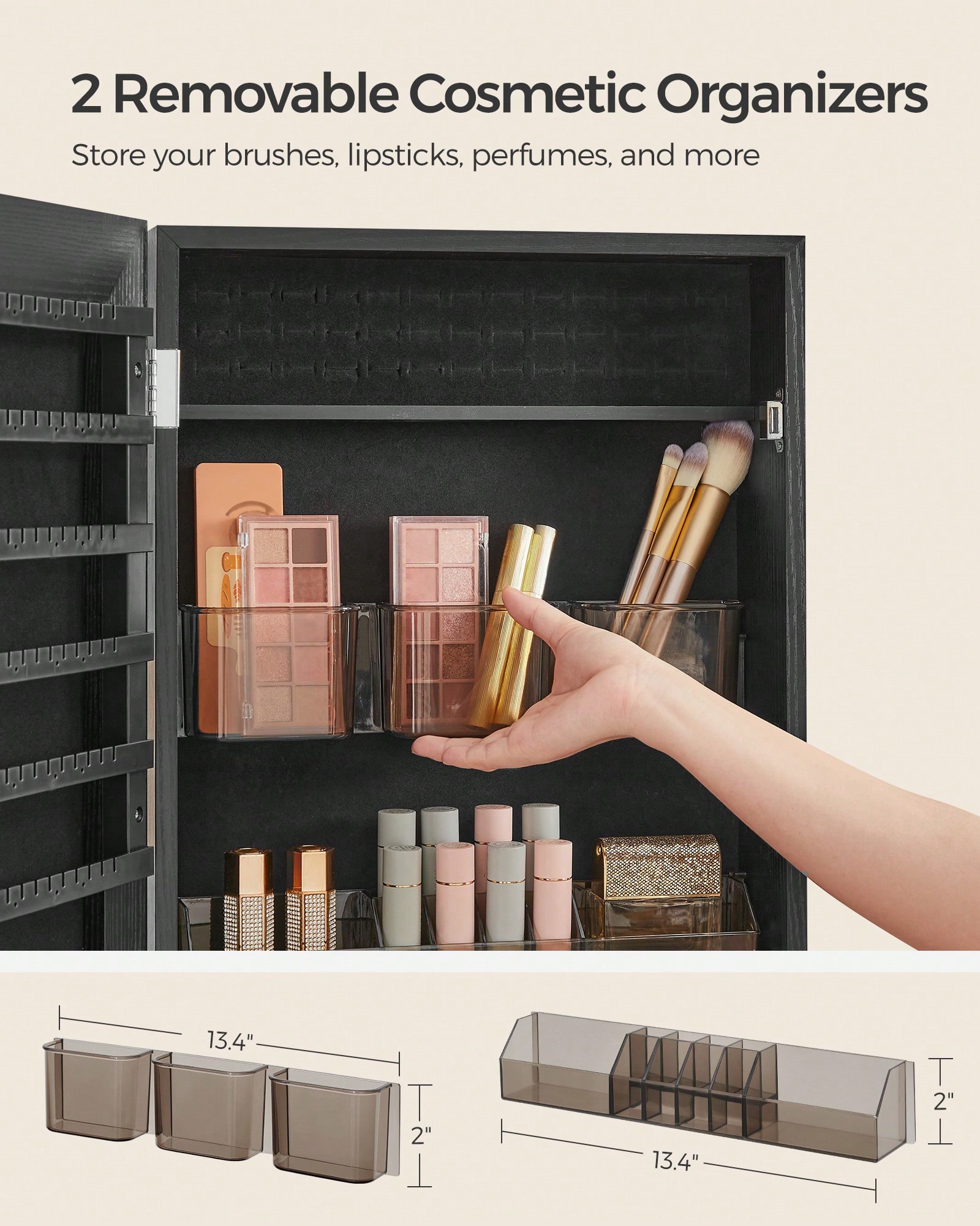 Wall Mounted Jewelry Cabinet w - Full Length Mirror Jewelry Armoire 评论和价格