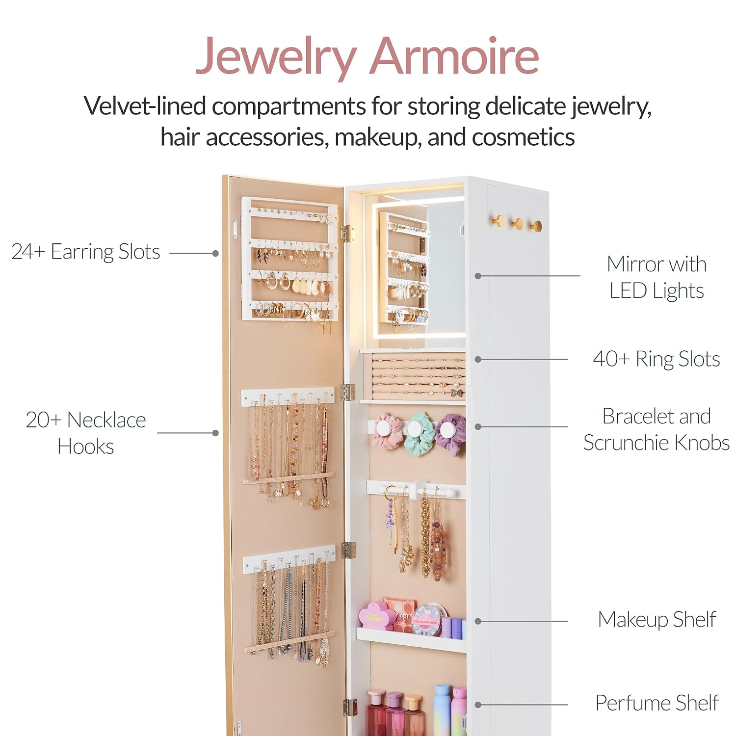 Rotating Mirror w/Storage Cabi - Full Length Mirror Jewelry Armoire 评论和价格