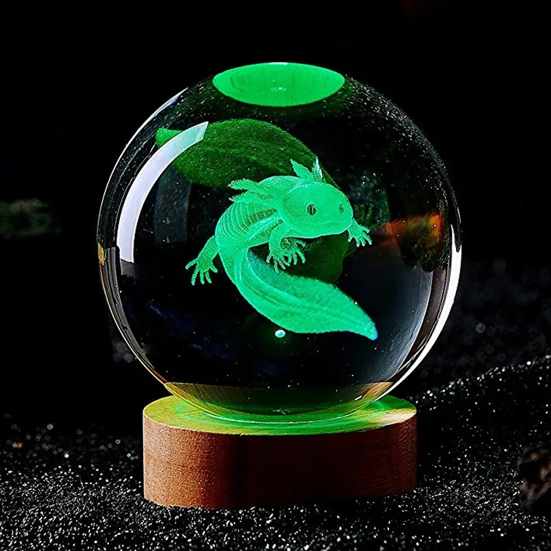 3D Axolotl Laser Engraved Crys - Floating Nightstand With Led Light 评论和价格