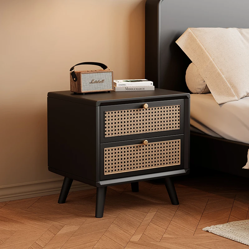 Solid Wood Nightstand with Wov - Solid Wood Nightstand 2 Drawers 评论和价格