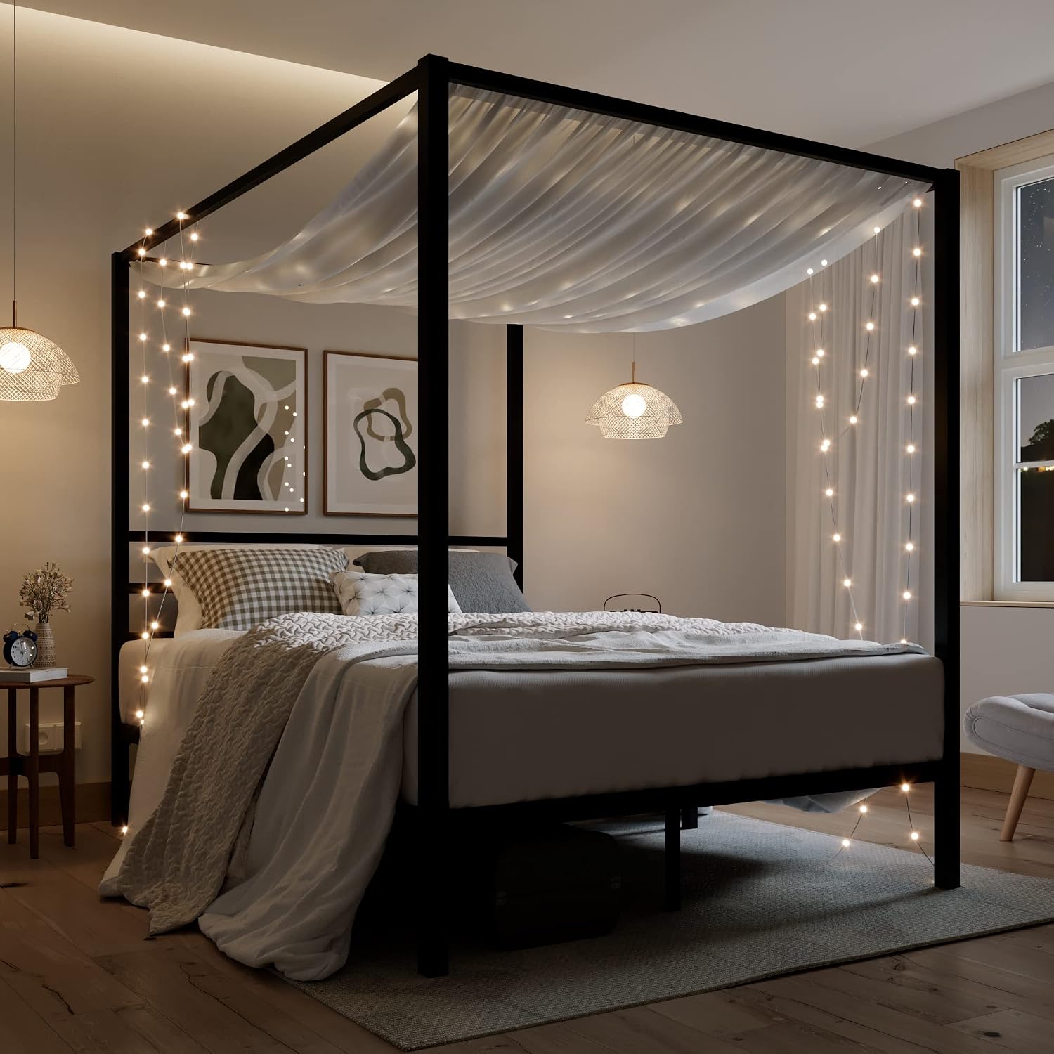 Queen Size Metal Canopy Bed Fr - Canopy Bed Frame Metal Queen 评论和价格